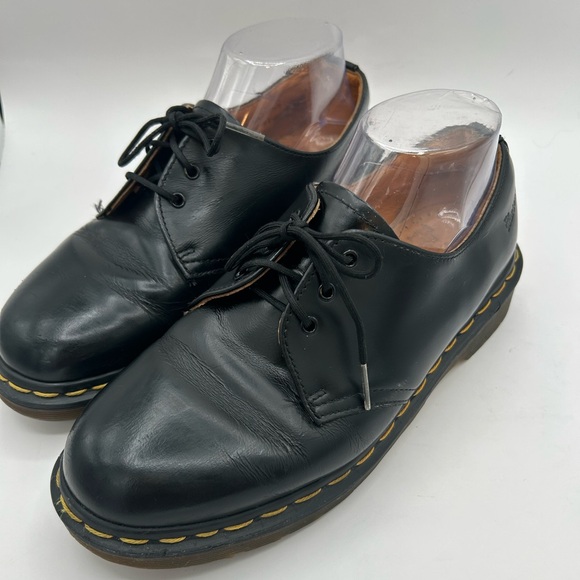Vintage Dr Martens Oxfords M7 W8 1461 Made In England 3 eye Rare Black Leather - Picture 9 of 16